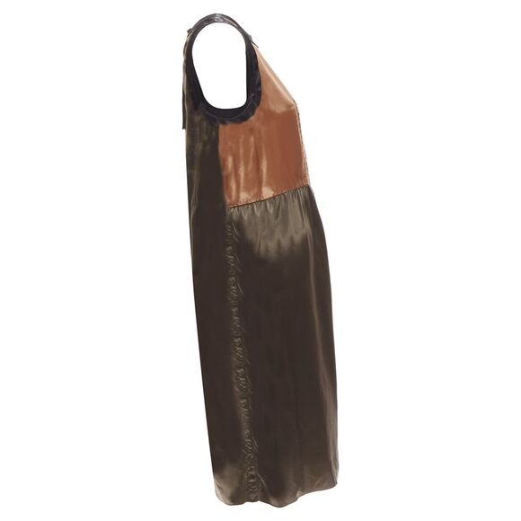 Marni bronze satin colorblocked sleeveless dress - Picture 4 of 6